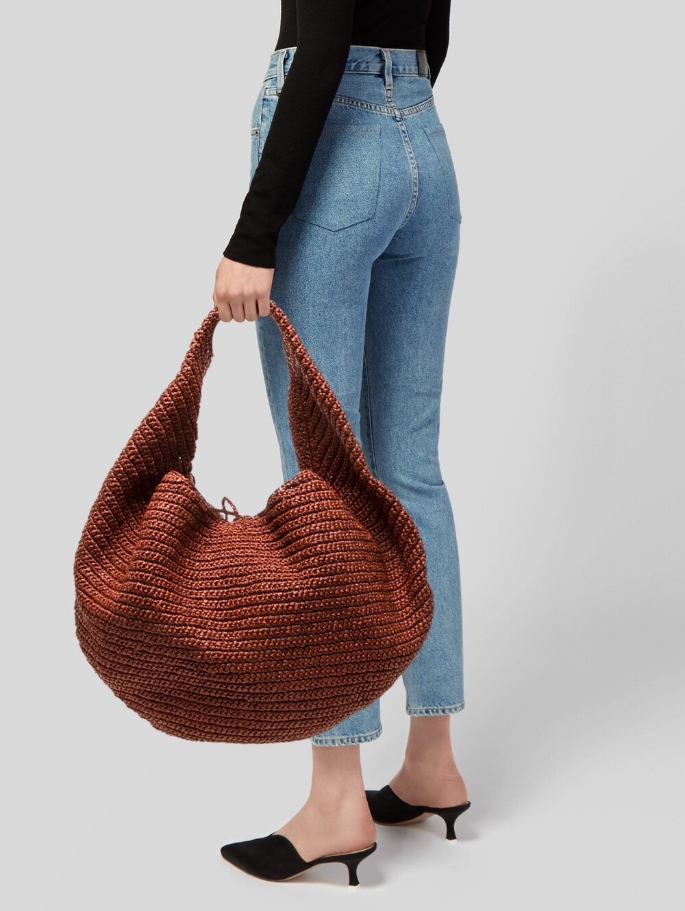 Khaite Hobo Rust Red Raffia Hobo NWT